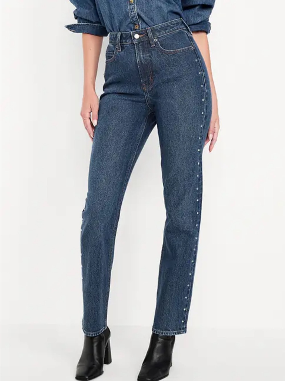 Old Navy Y2K Western Studded Extra High Rise Straight Jeans Size 8 Petite